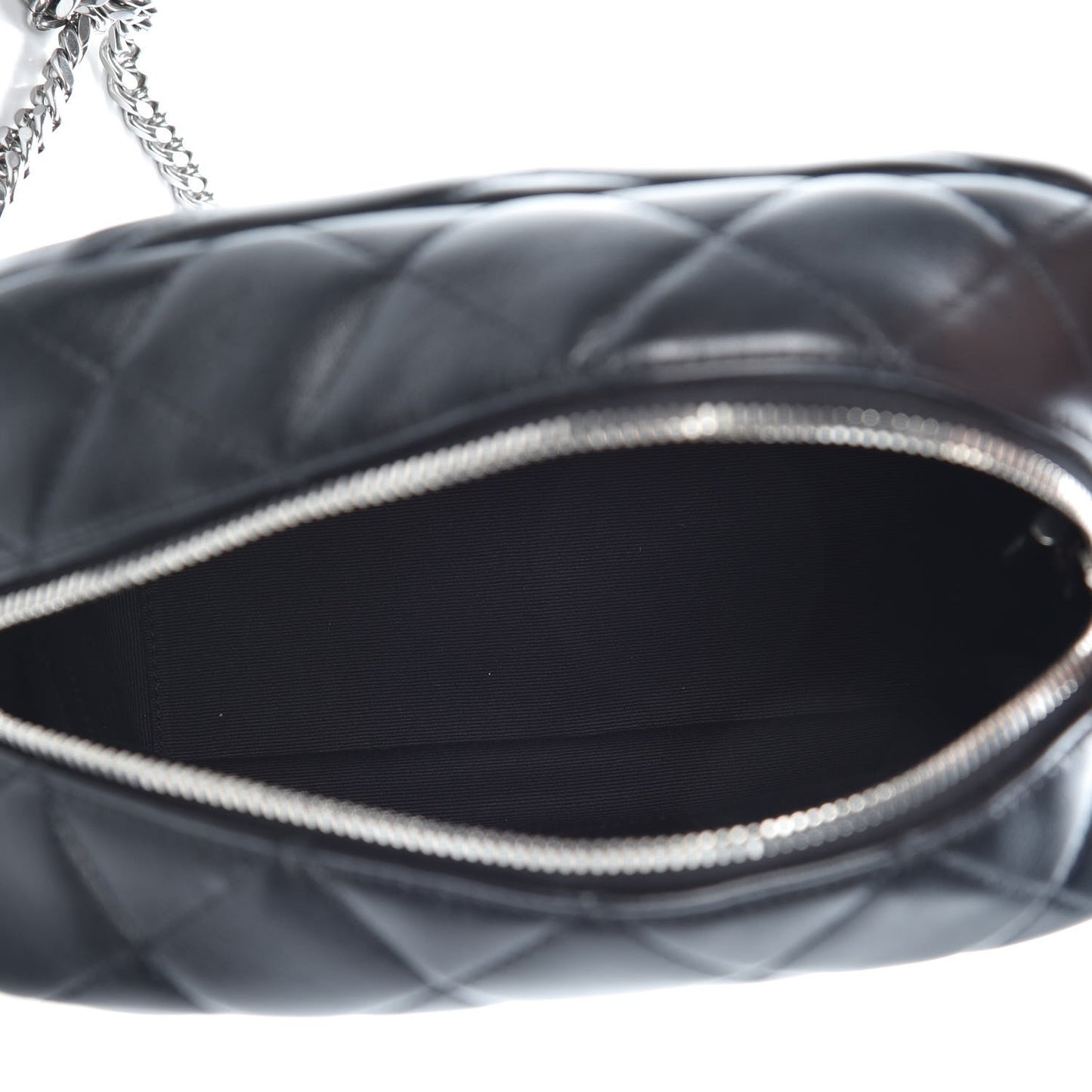Calfskin Y Quilted Monogram Small Loulou Bowling Bag Black