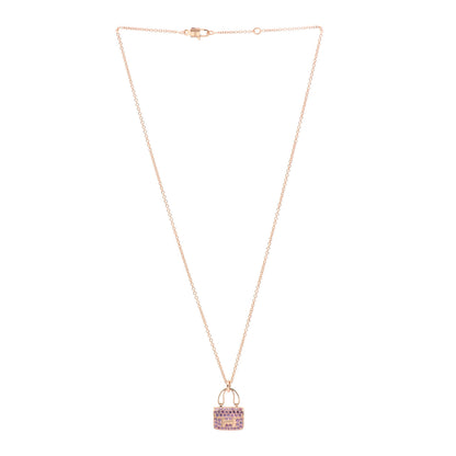 Hermes 18K Rose Gold Pink Sapphire Constance Amulettes Pendant Necklace 3 of 6