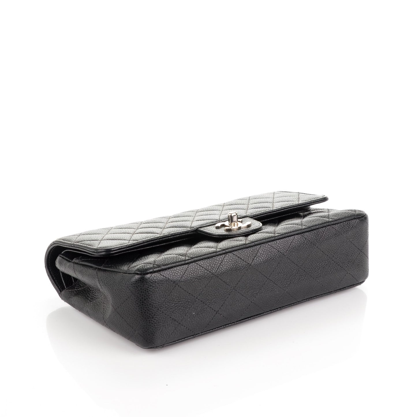 Caviar Quilted Medium Double Flap Black