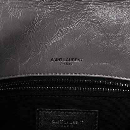 Saint Laurent Crinkled Calfskin Matelasse Monogram Medium Niki Chain Satchel Fog 6 of 9