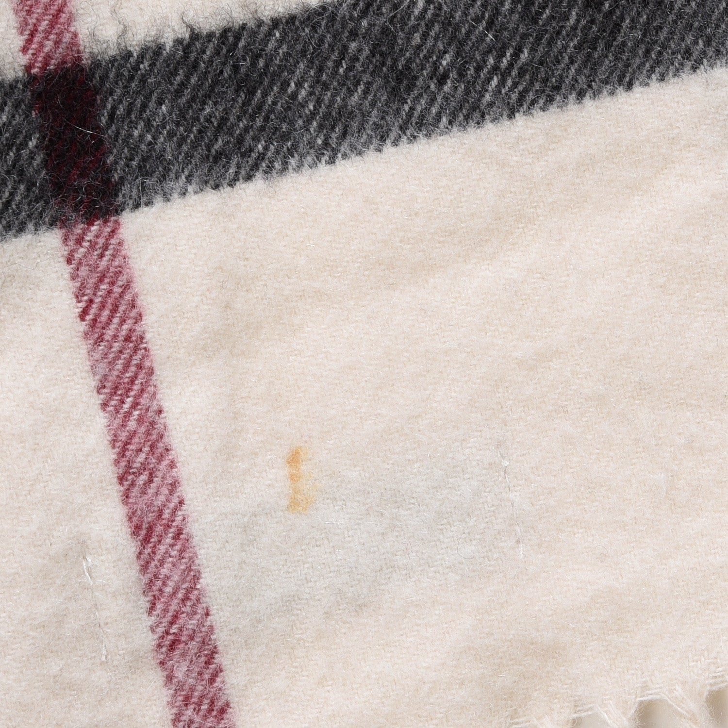 Burberry Cashmere Giant Check Fringe Scarf Ivory 3 of 5
