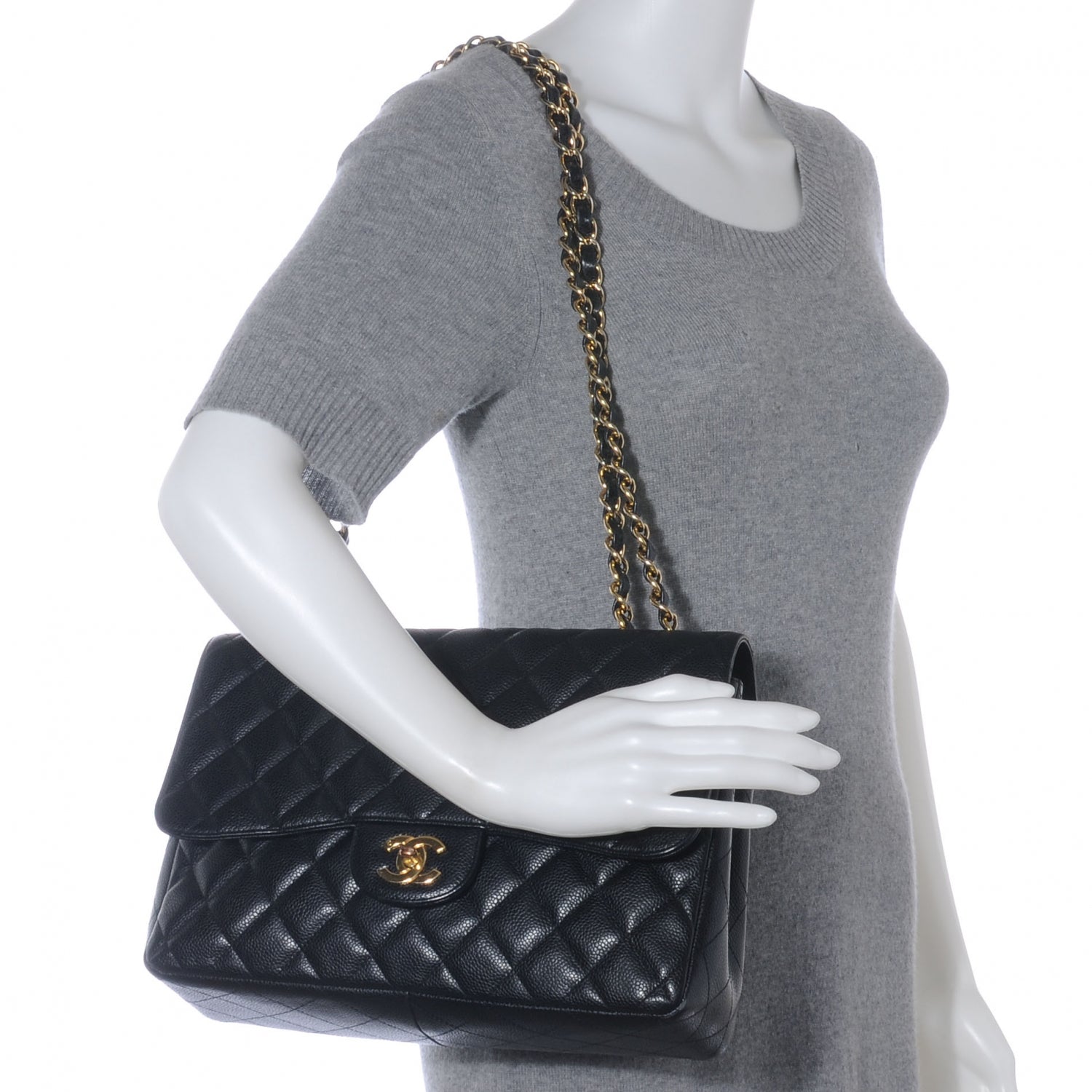 Chanel Caviar Jumbo Single Flap Black 2 of 8