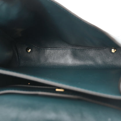 Salvatore Ferragamo Calfskin Embossed Small Margot Top Handle Divisa Green 5 of 16