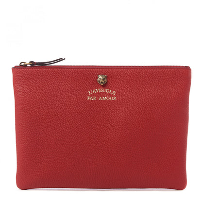Gucci Pebbled Calfskin Animalier Tiger Zip Pouch Red 1 of 8