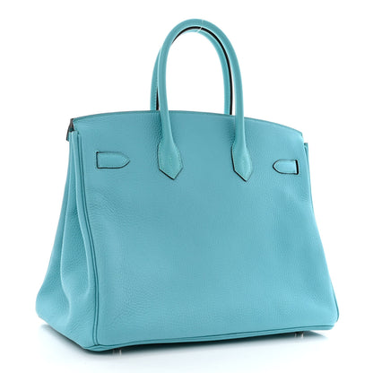 Hermes Taurillon Clemence BIRKIN 35 Bleu Atoll 3 of 10