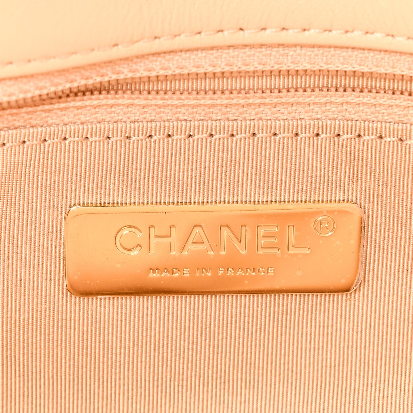 Goatskin Quilted Large Chanel 19 Flap Beige