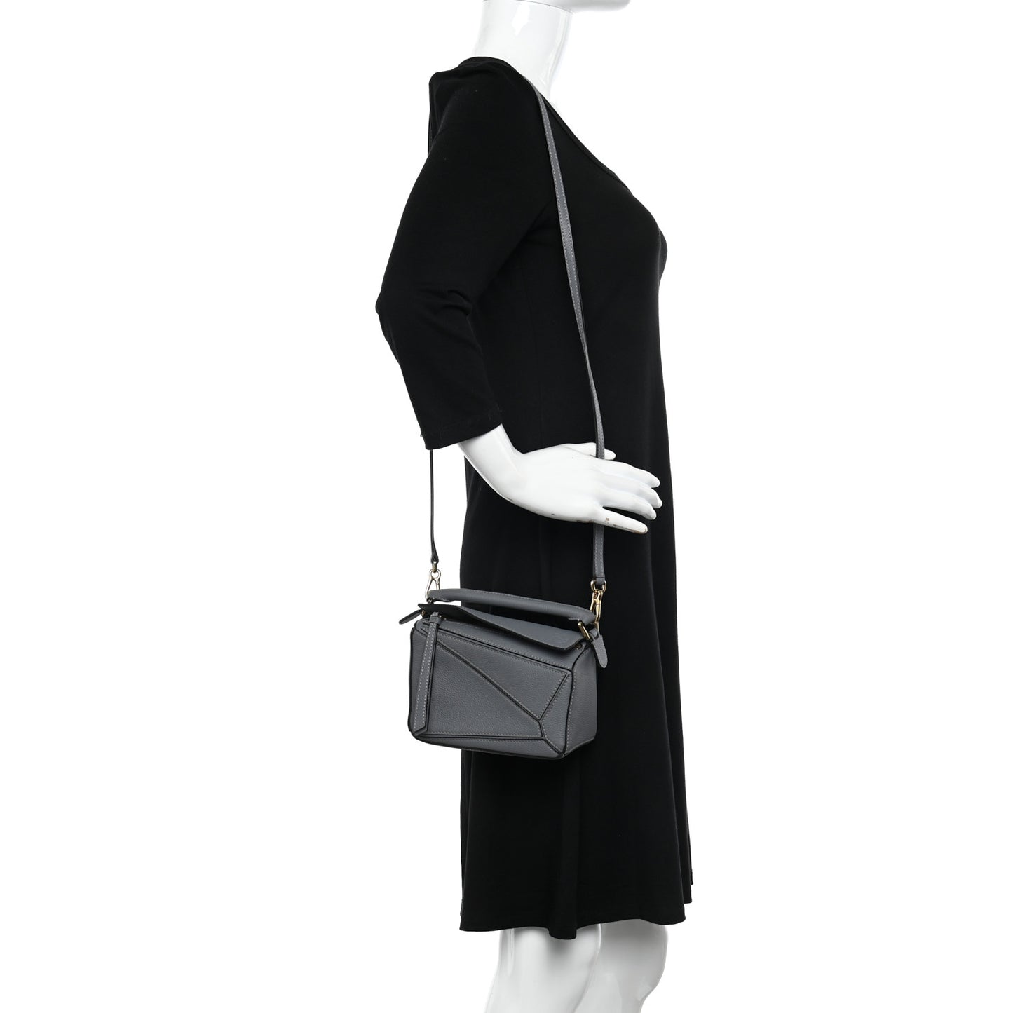 Calfskin Mini Puzzle Bag Asphalt Grey