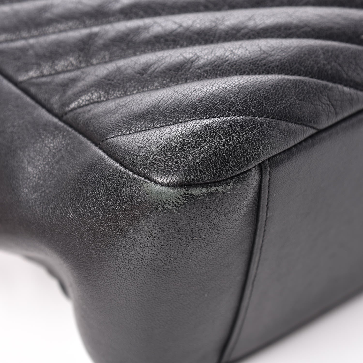 Saint Laurent Sheepskin Matelasse Chevron Large Monogram Shopping Bag Black 11 of 16