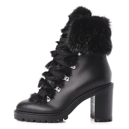 Christian Louboutin Nappa Fox Fur Fanny 70 Ankle Boots 36 Black 1 of 10