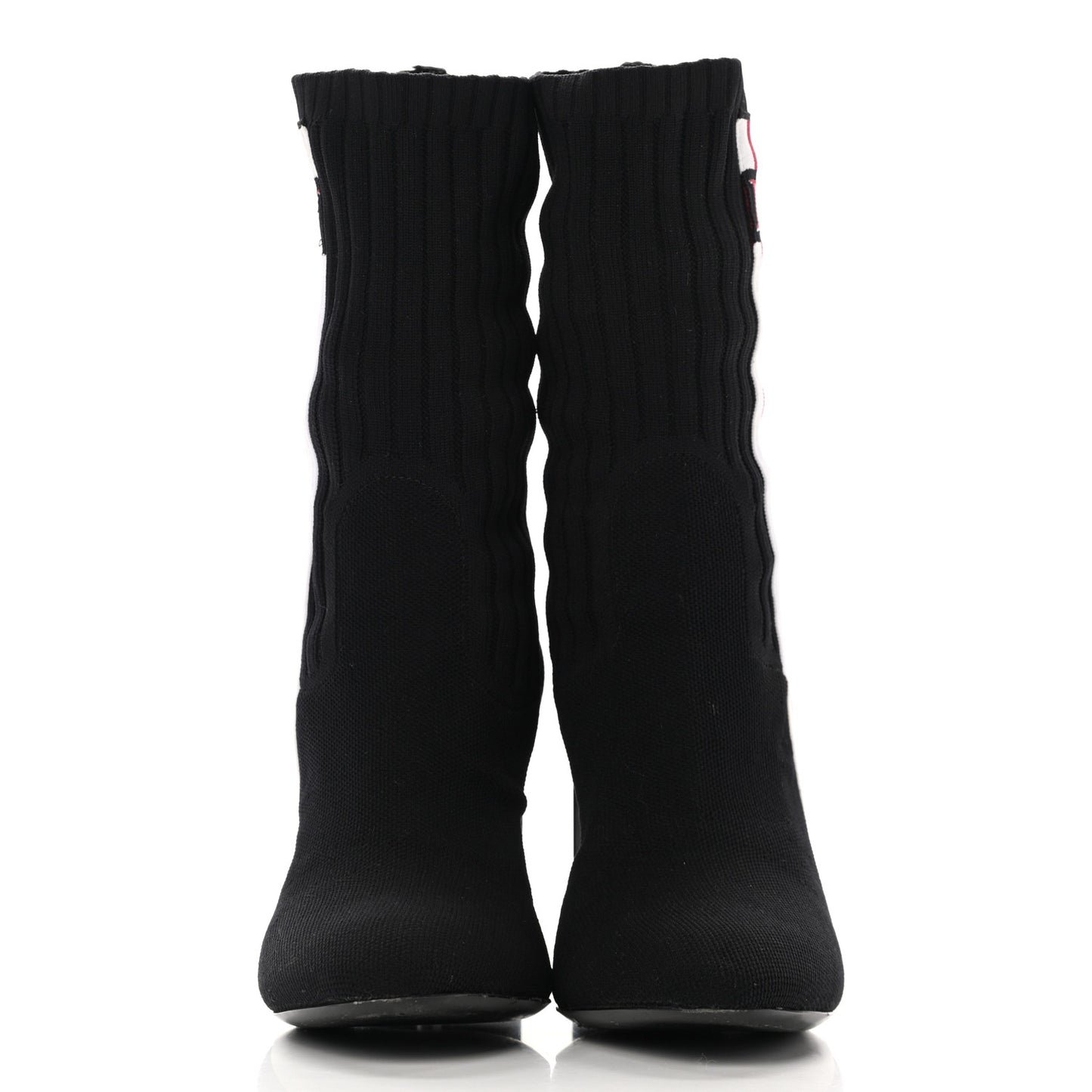 Stretch Fabric Silhouette Stripe Ankle Boots 37.5 Black