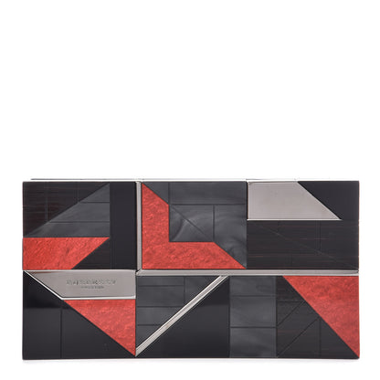 Burberry Rigid Perspex Mosaic Box Clutch Grey Red 1 of 10