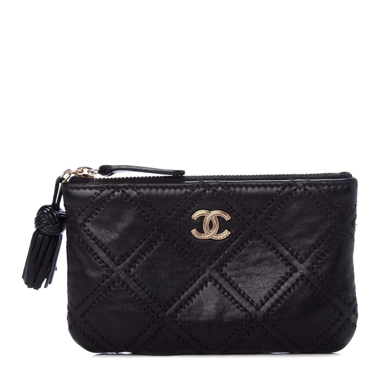 Chanel Lambskin Stitched Small Cosmetic Case Black 1 of 6