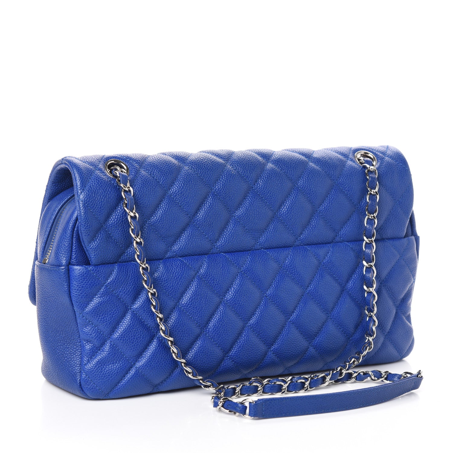 Chanel Caviar Quilted Jumbo Easy Flap Blue 3 of 10