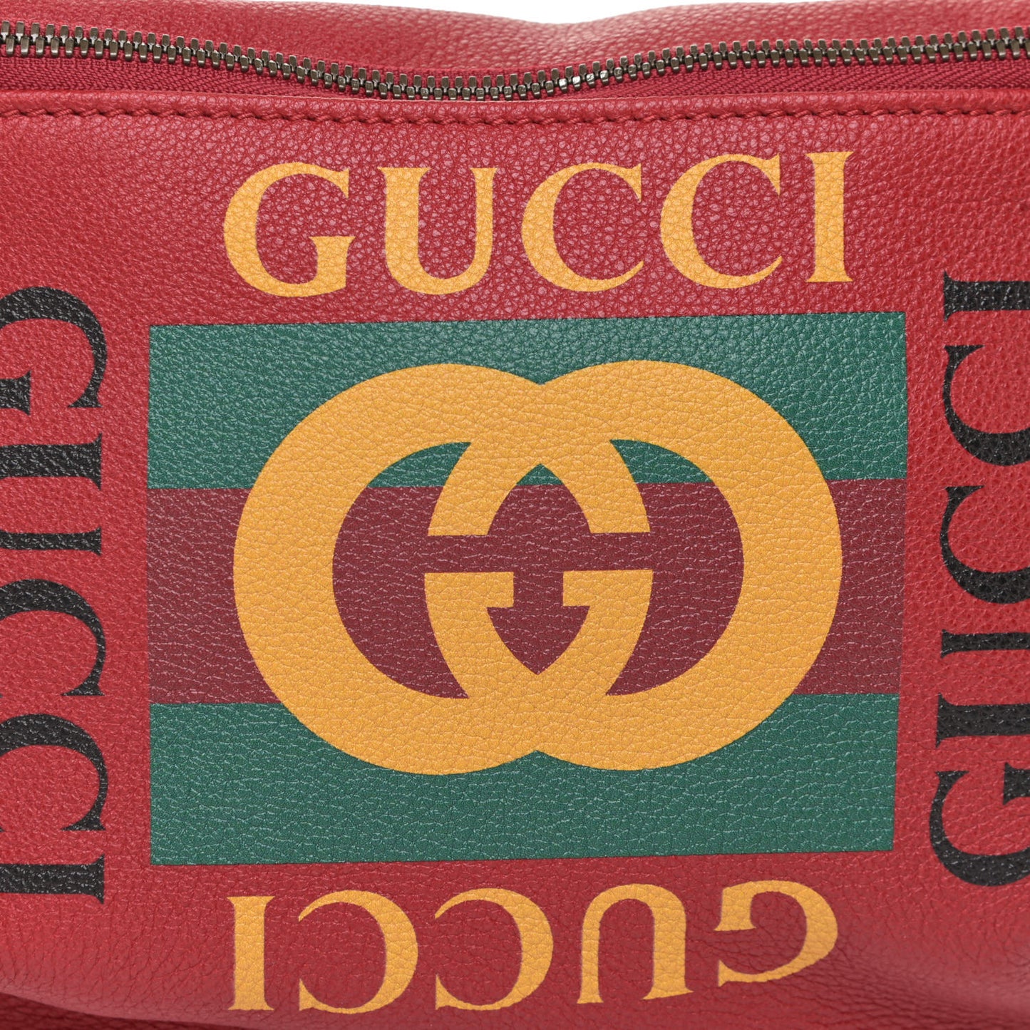 Grained Calfskin Logo Belt Bag Hibiscus Red