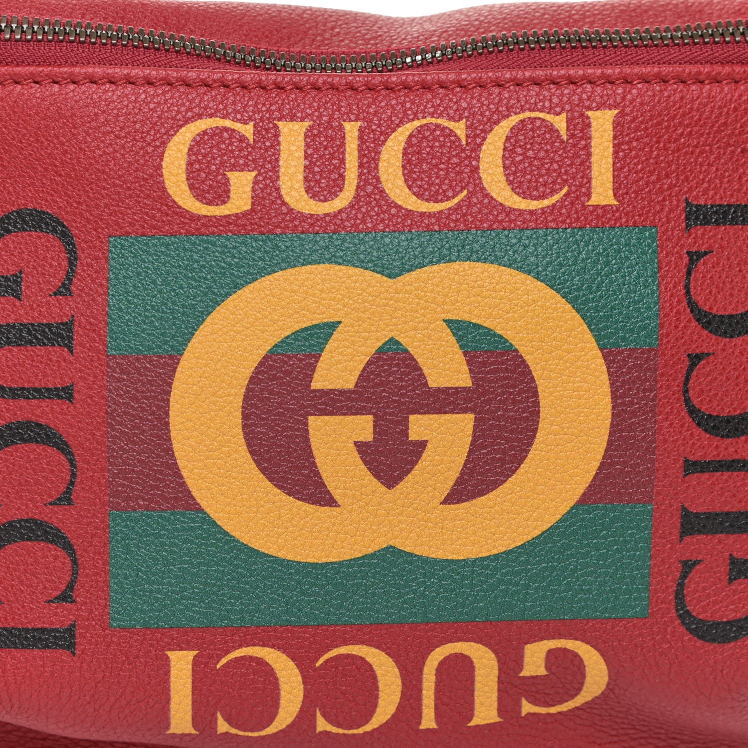 Gucci Grained Calfskin Logo Belt Bag Hibiscus Red 9 of 10
