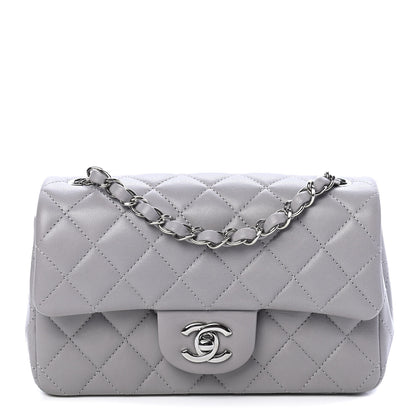 Chanel Lambskin Quilted Mini Rectangular Flap Grey 1 of 9