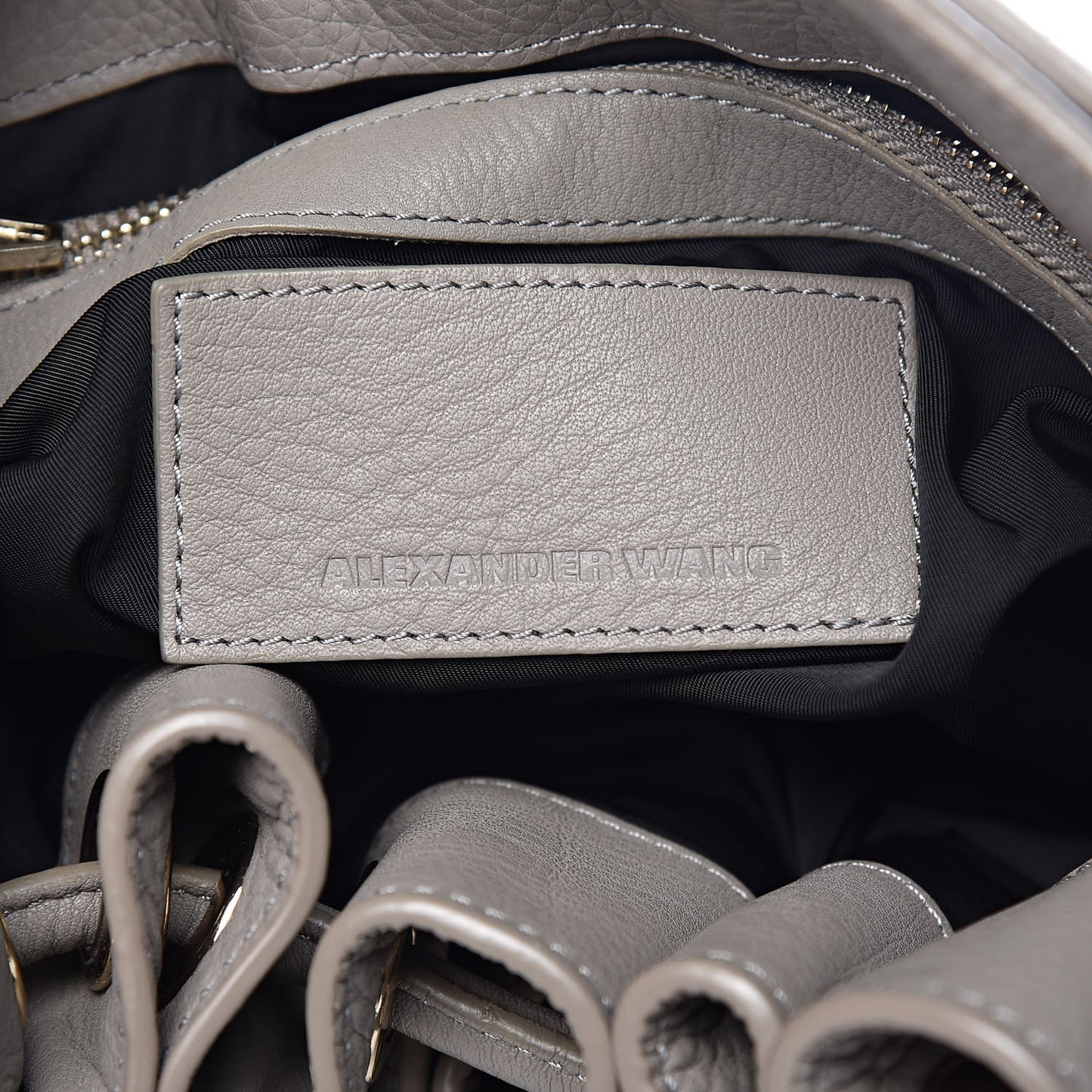 Pebbled Lambskin Diego Bucket Bag Oyster
