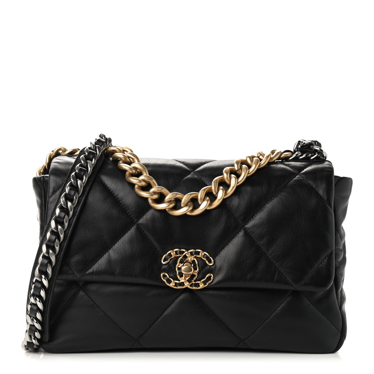 Goatskin Quilted Large Chanel 19 Flap Black