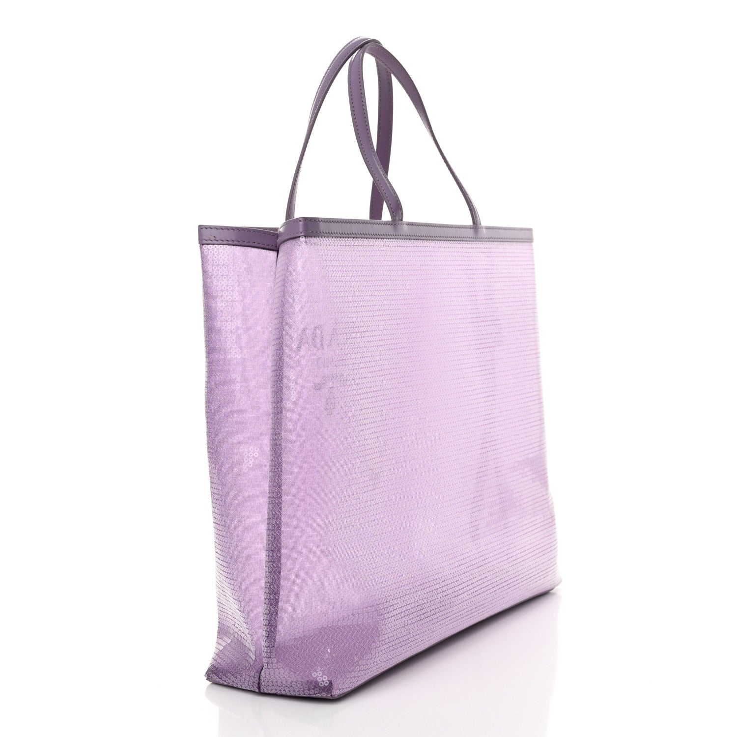 Prada Mesh Paillettes Spazzolato Logo Shopping Tote Lilium 4 of 14