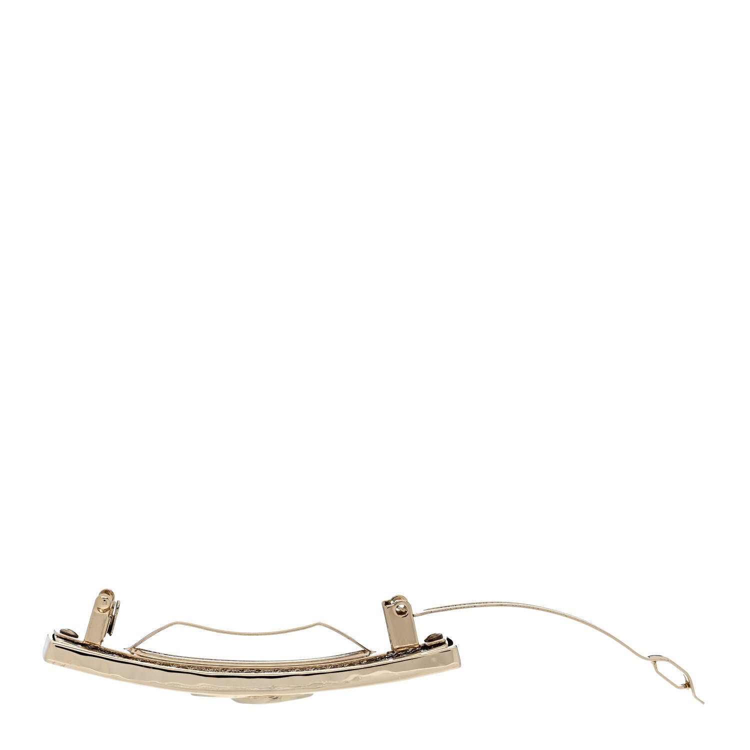 Chanel Metal Crystal CC Hair Clip Barrette Gold 3 of 5