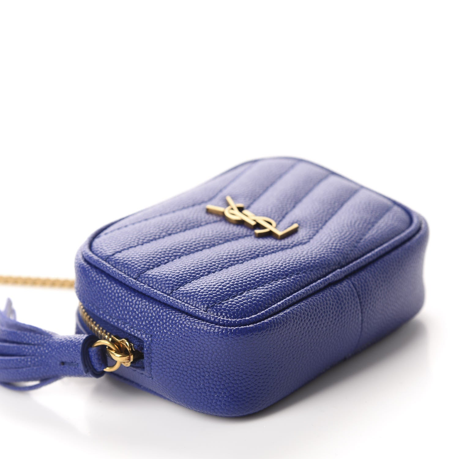 Saint Laurent Grain De Poudre Matelasse Monogram Baby Lou Camera Bag Sapphire Blue 4 of 11