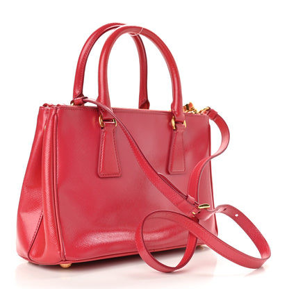 Prada Saffiano Vernice Mini Galleria Double Zip Tote Peonia 3 of 11