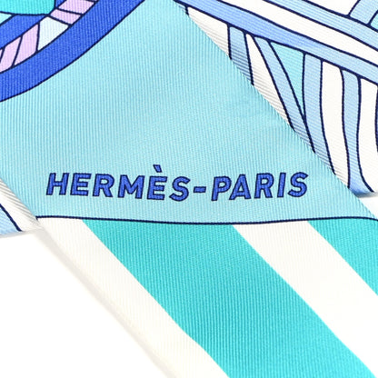 Hermes Silk Le Jardin de la Maharani Twilly Bleu Glacier Turquoise 2 of 5