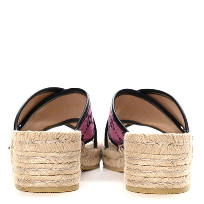 Gucci Monogram Multicolor Criss Cross Espadrille Sandals 37 Pink Blue 6 of 12