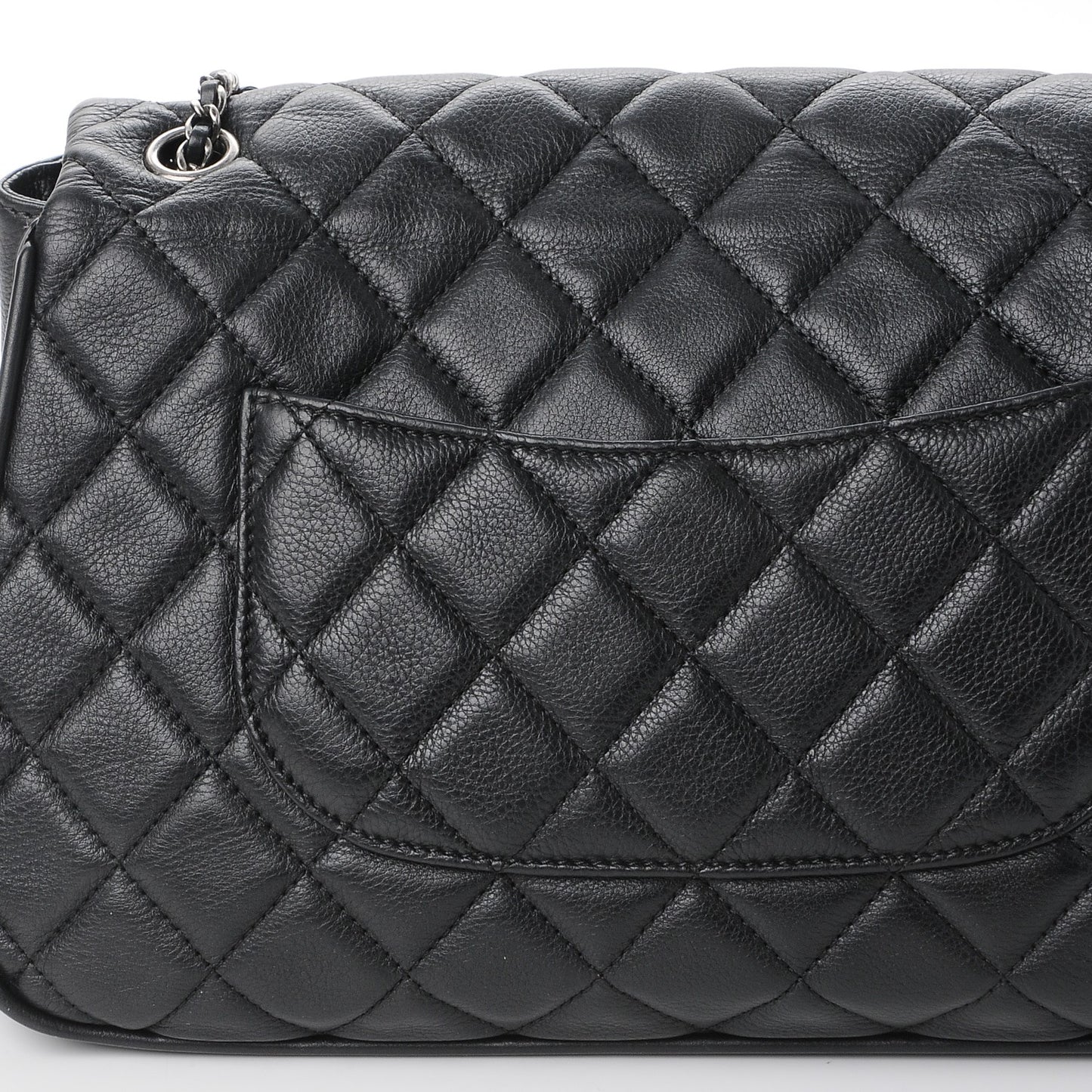 Calfskin Quilted Large Frame In Chain Flap Black