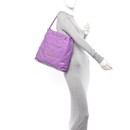 Chanel Shiny Calfskin Quilted Chanel 22 Drawstring Bag Purple 2 of 12