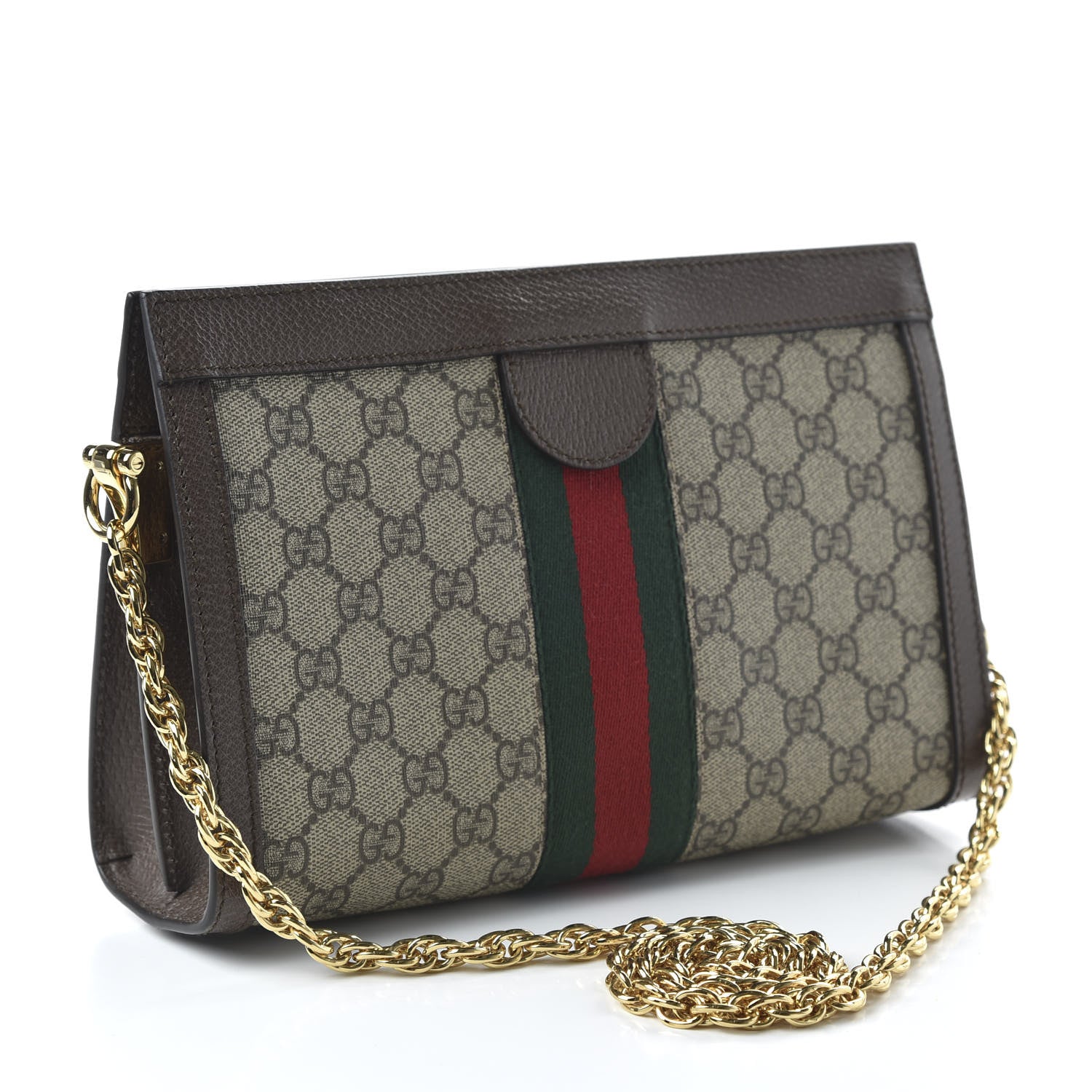Gucci GG Supreme Monogram Web Small Ophidia Chain Shoulder Bag Brown 3 of 11