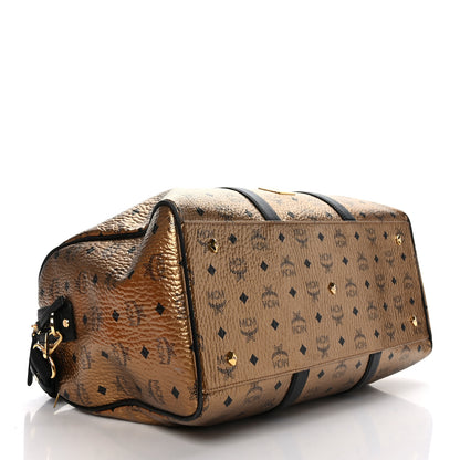 MCM Metallic Visetos Traveler Weekender Duffle Bag Gold 4 of 11