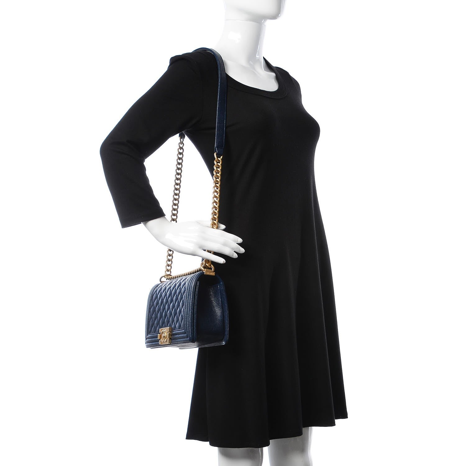 Chanel Caviar Quilted Medium Boy Flap Navy 2 of 9