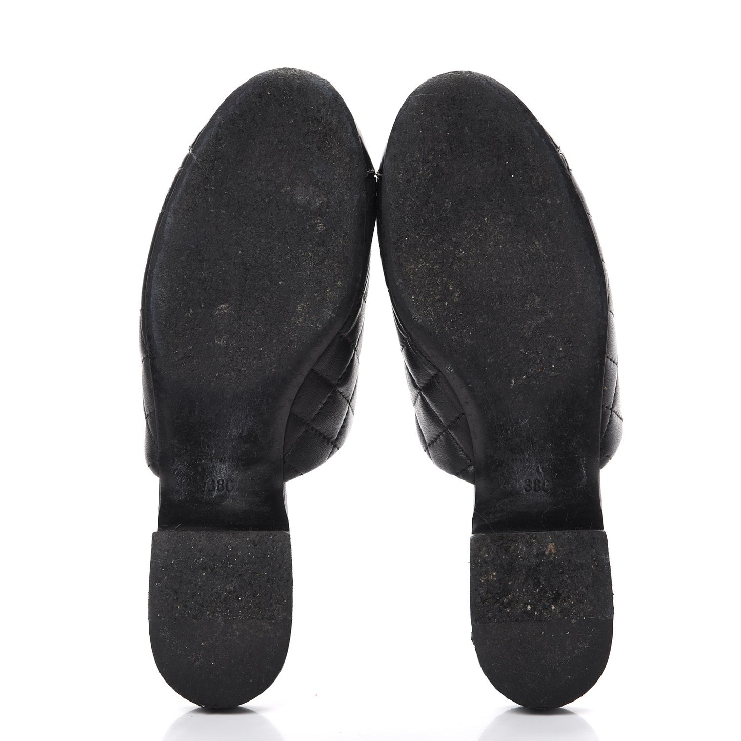 Lambskin Patent Quilted Chain Mules 38 Black