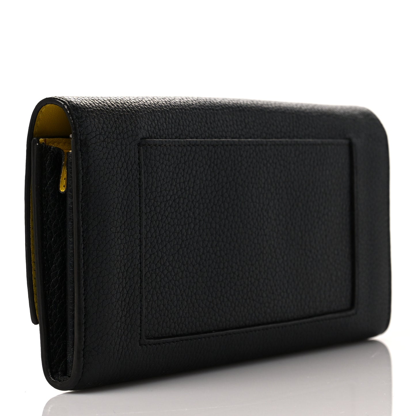 Drummed Calfskin Large Multifunction Flap Wallet Black