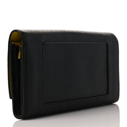 Celine Drummed Calfskin Large Multifunction Flap Wallet Black 3 of 11
