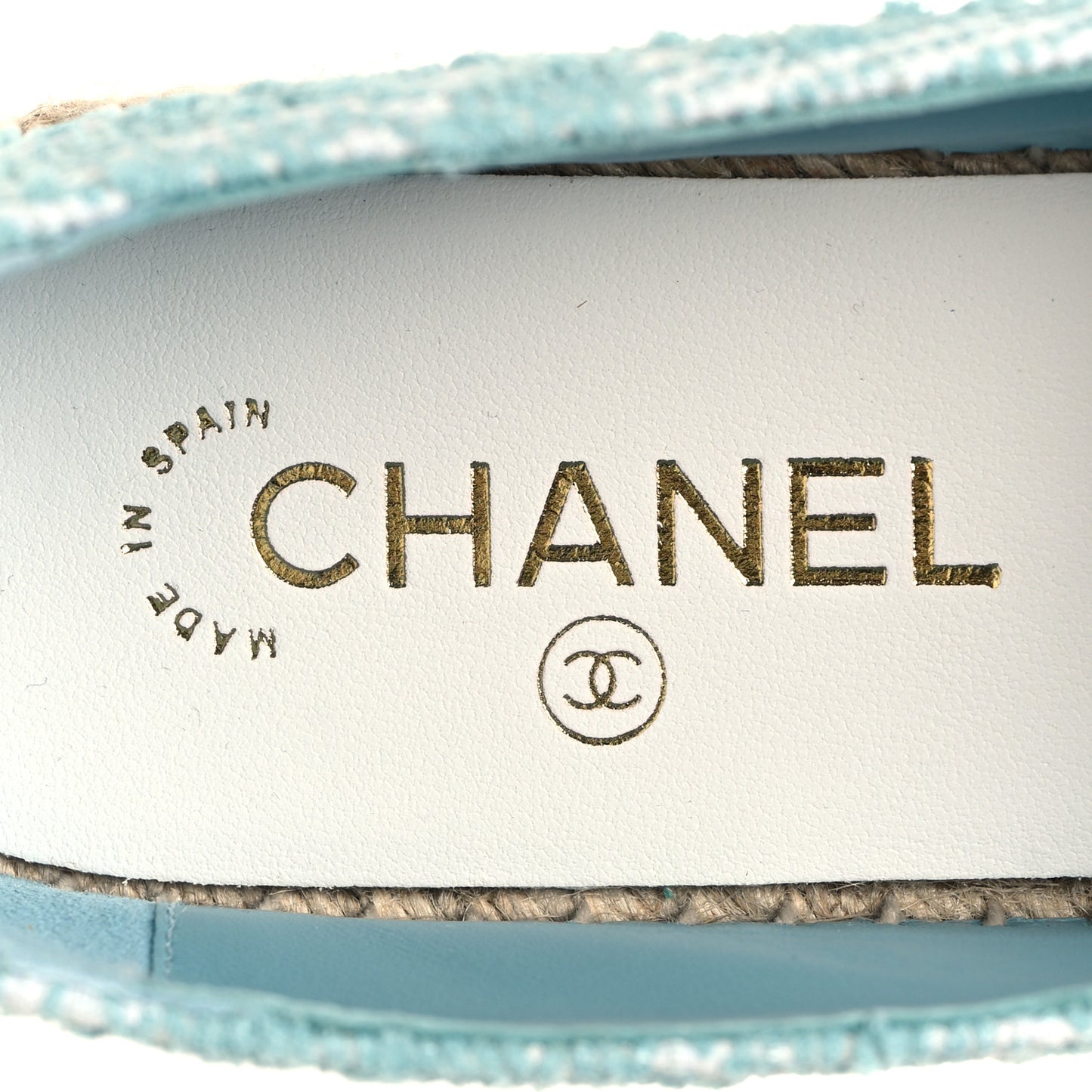 Mixed Fibers Jacquard Lambskin CC Espadrilles 41 Turquoise White