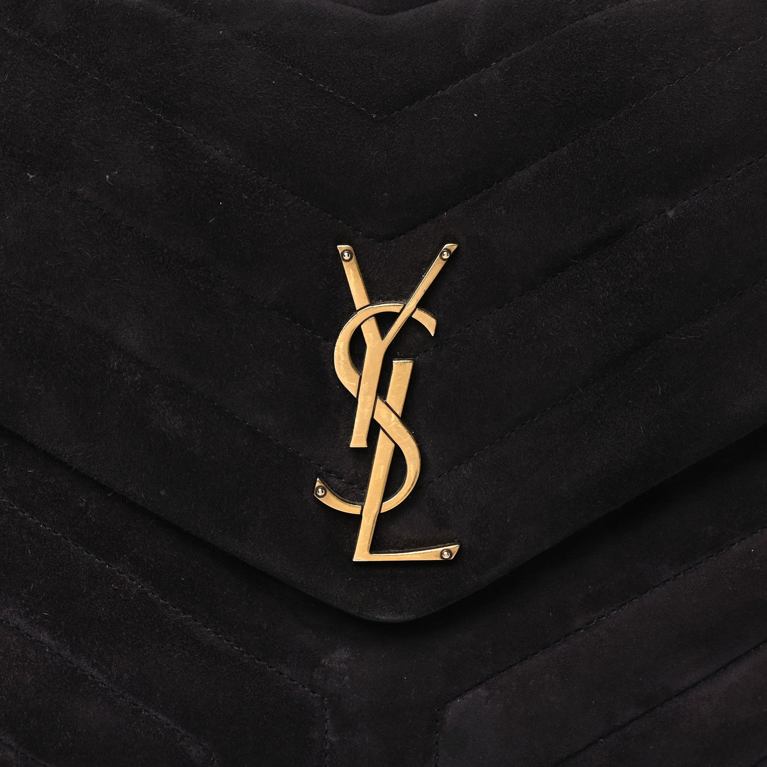 Saint Laurent Suede Calfskin Y Quilted Monogram Medium Loulou Chain Satchel Deep Marine 8 of 12