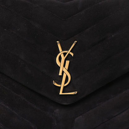 Saint Laurent Suede Calfskin Y Quilted Monogram Medium Loulou Chain Satchel Deep Marine 8 of 12