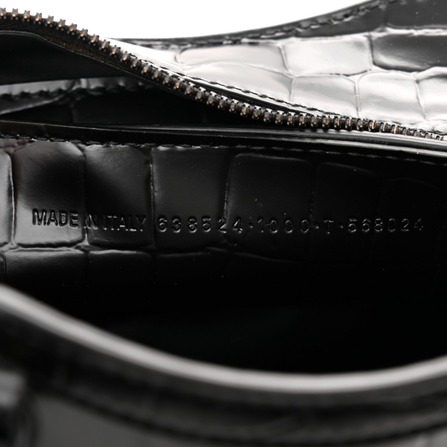 Semi Shiny Calfskin Crocodile Embossed Neo Classic Black Hardware Mini City Black