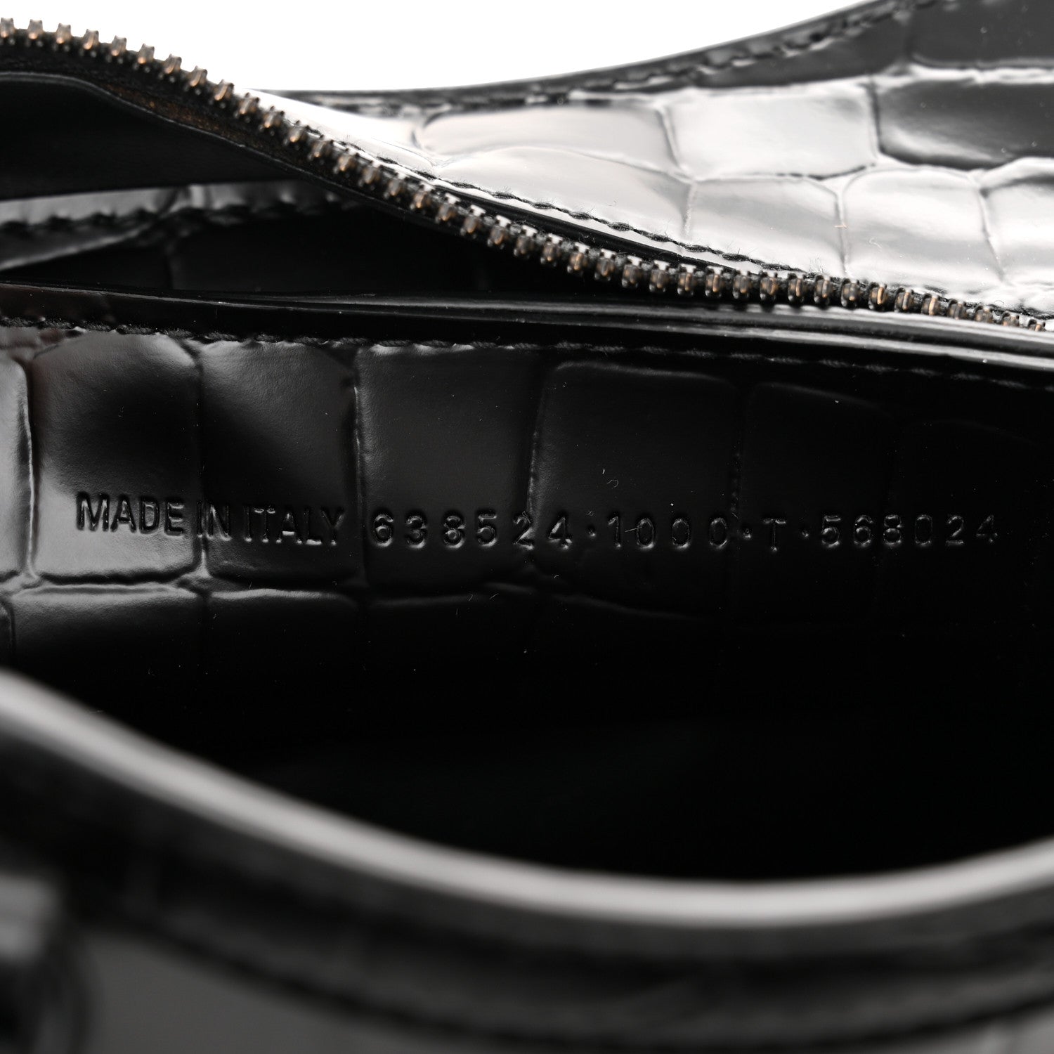 Balenciaga Semi Shiny Calfskin Crocodile Embossed Neo Classic Black Hardware Mini City Black 7 of 10