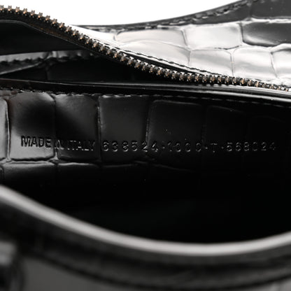 Balenciaga Semi Shiny Calfskin Crocodile Embossed Neo Classic Black Hardware Mini City Black 7 of 10