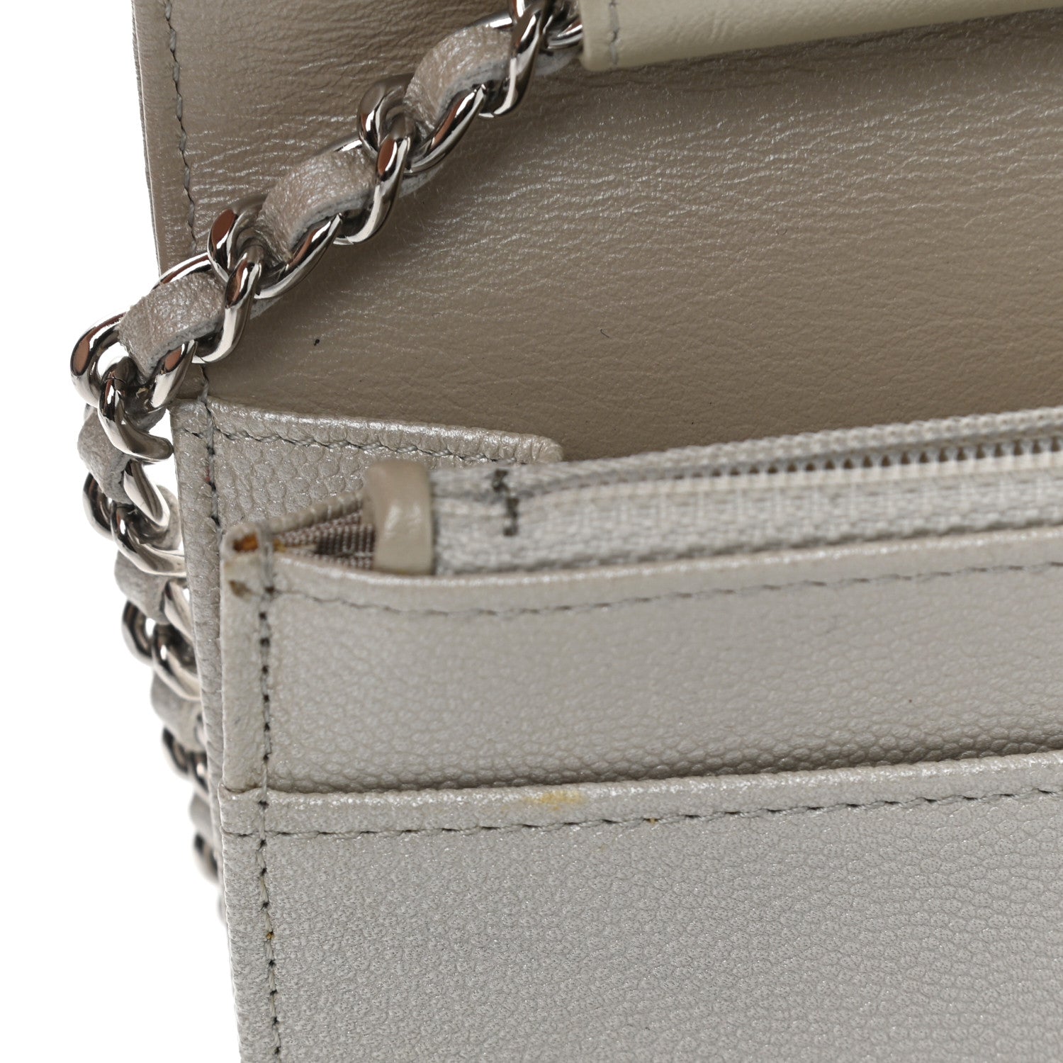 Chanel Caviar Sevruga Wallet on Chain WOC Silver 14 of 14