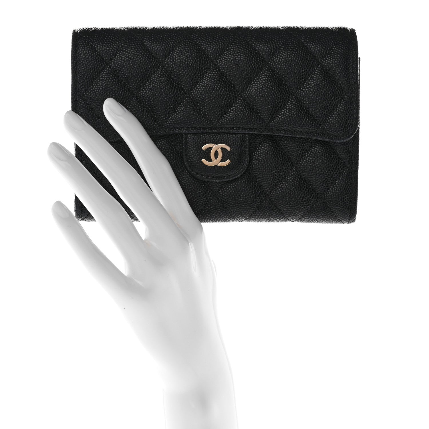 Chanel Caviar Quilted Medium Flap Wallet Black 2 of 9
