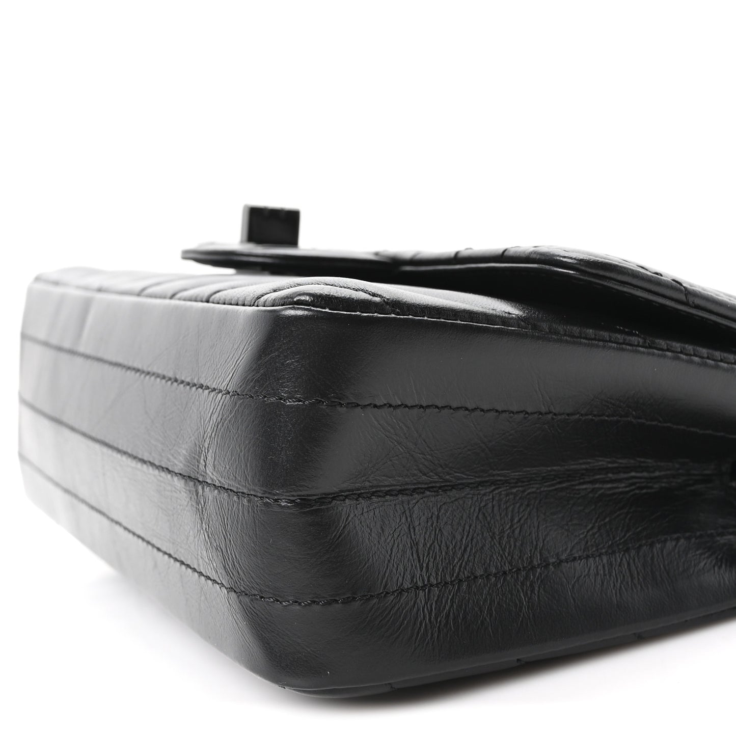 Aged Calfskin Chevron Quilted 2.55 Reissue Mini Flap So Black