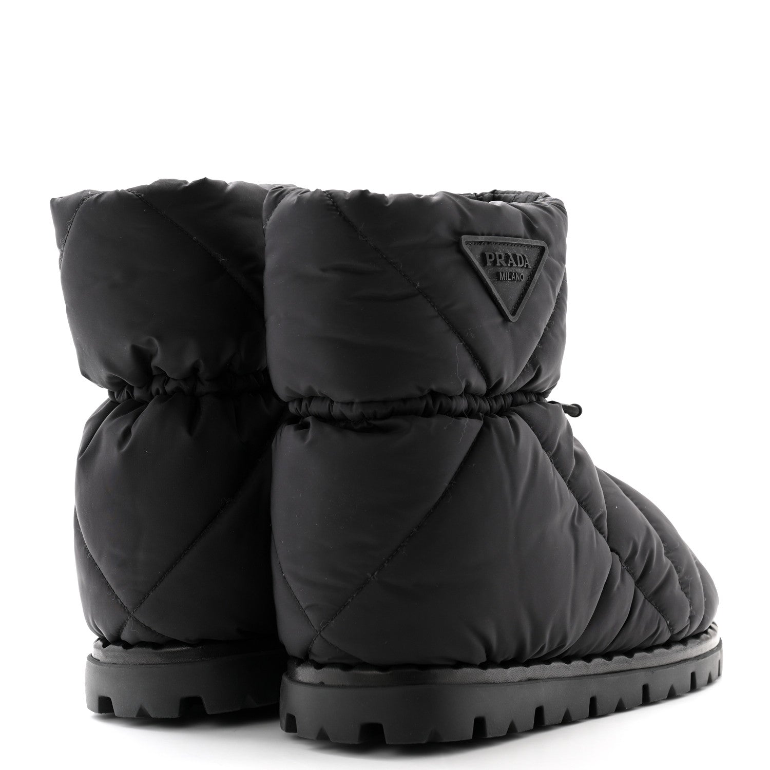Prada Re-Nylon Piuma Triangle Logo Padded Drawcord 20mm Snow Boots 35 Black 4 of 8