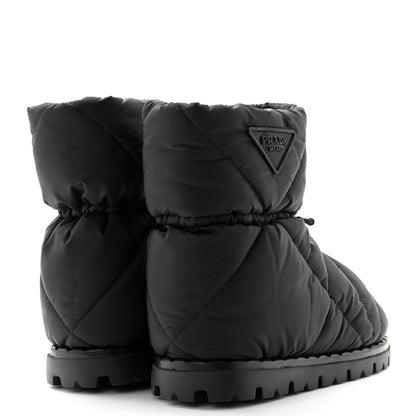 Prada Re-Nylon Piuma Triangle Logo Padded Drawcord 20mm Snow Boots 35 Black 4 of 8