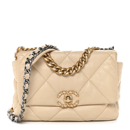 Chanel Lambskin Quilted Medium Chanel 19 Flap Light Beige 1 of 12