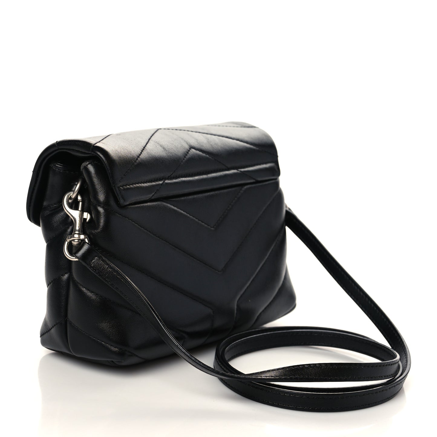 Calfskin Y Quilted Monogram Toy Loulou Crossbody Bag Black