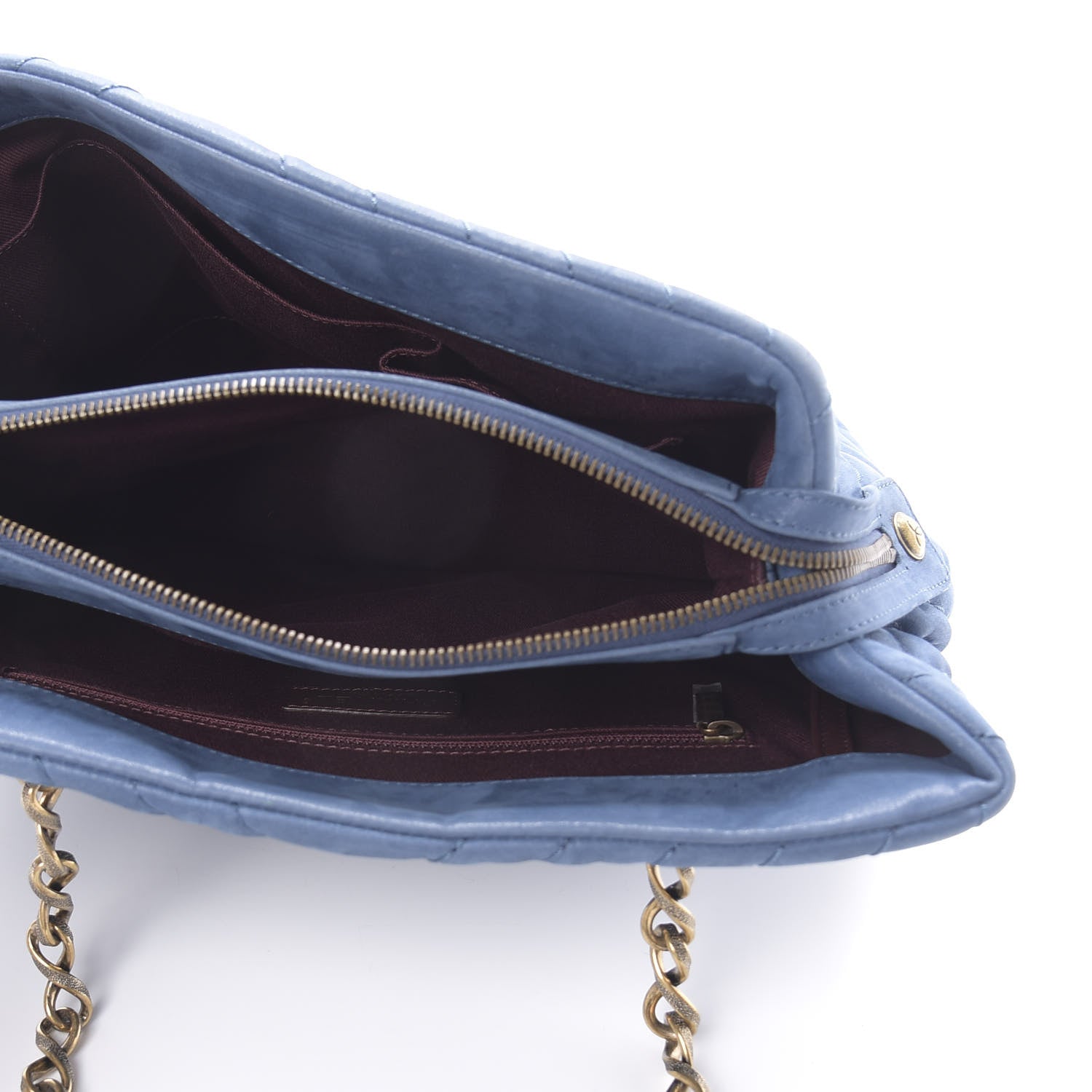Chanel Iridescent Calfskin Surpique Chevron Tote Blue 4 of 12